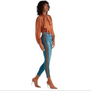 7for All ManKind Luxe Vintage High Waist Ankle w/ Bronze Lurex Stripe in Muse